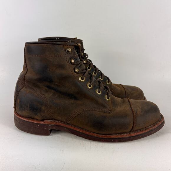 Chippewa LLBean Katahdin Iron Works Engineer cap boots mens 9.5 D brown leather - Picture 2 of 12